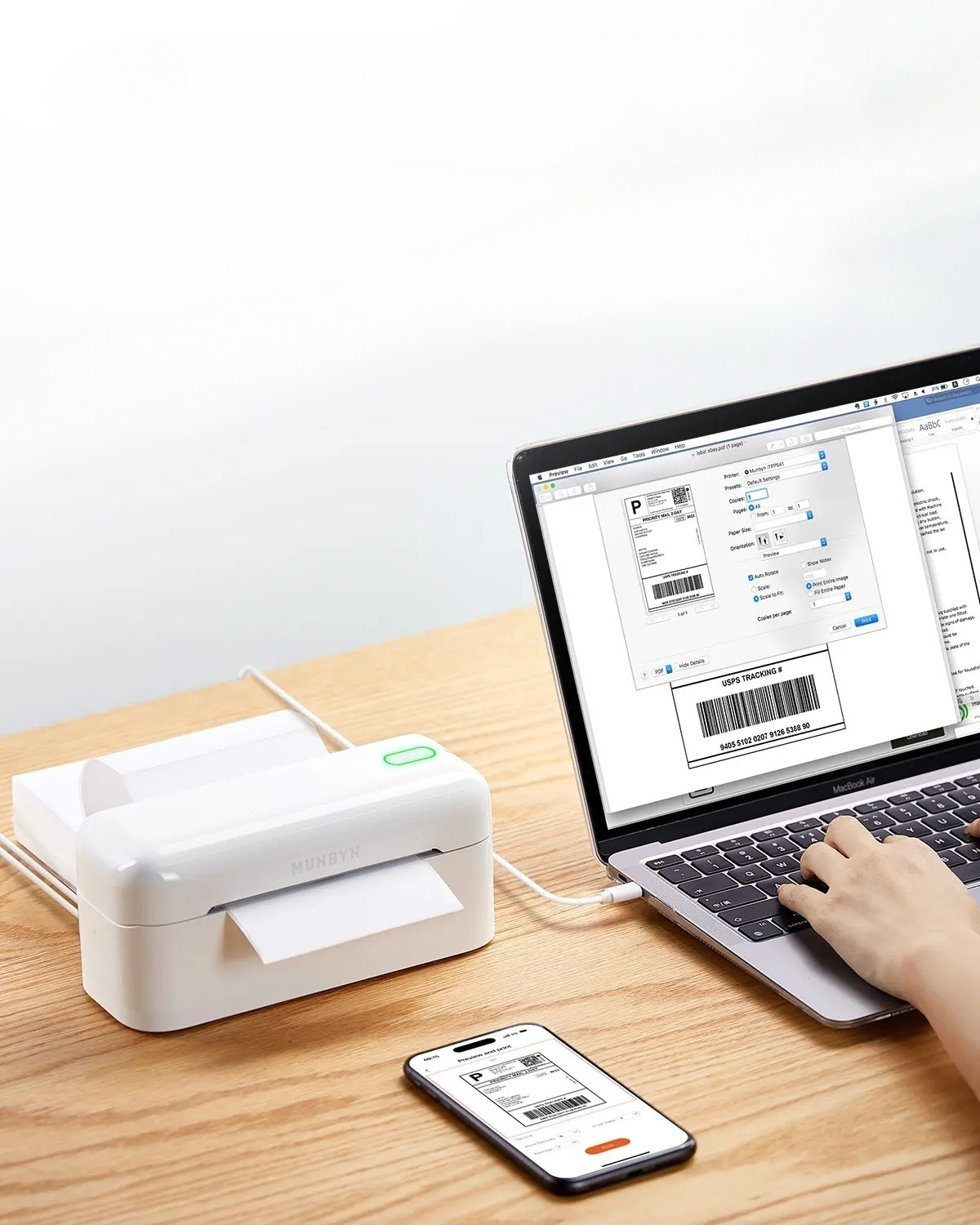 MUNBYN 402B Bluetooth Label printer white