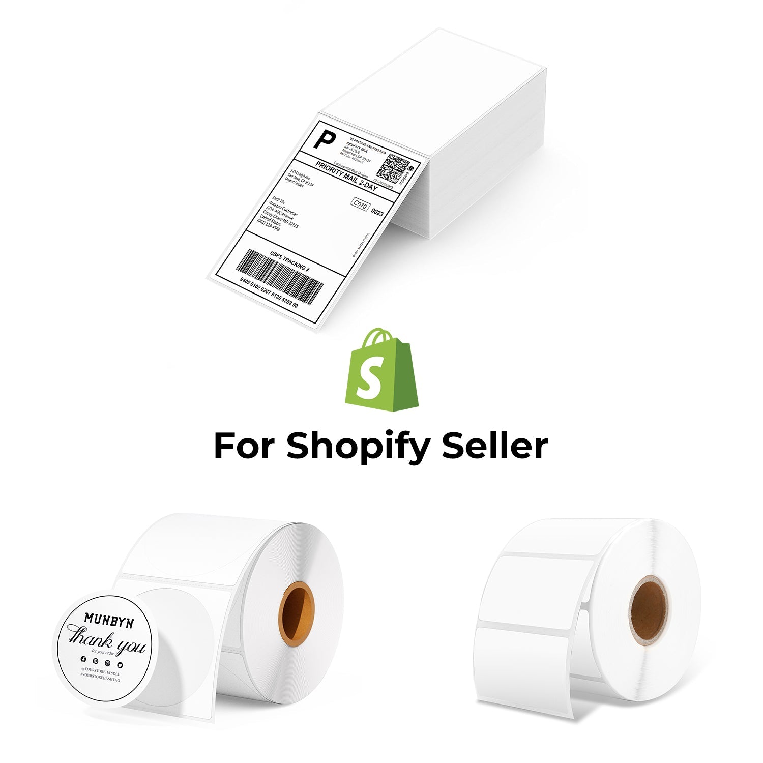 MUNBYN Shopify Starter Label Kit for Shipping and Branding