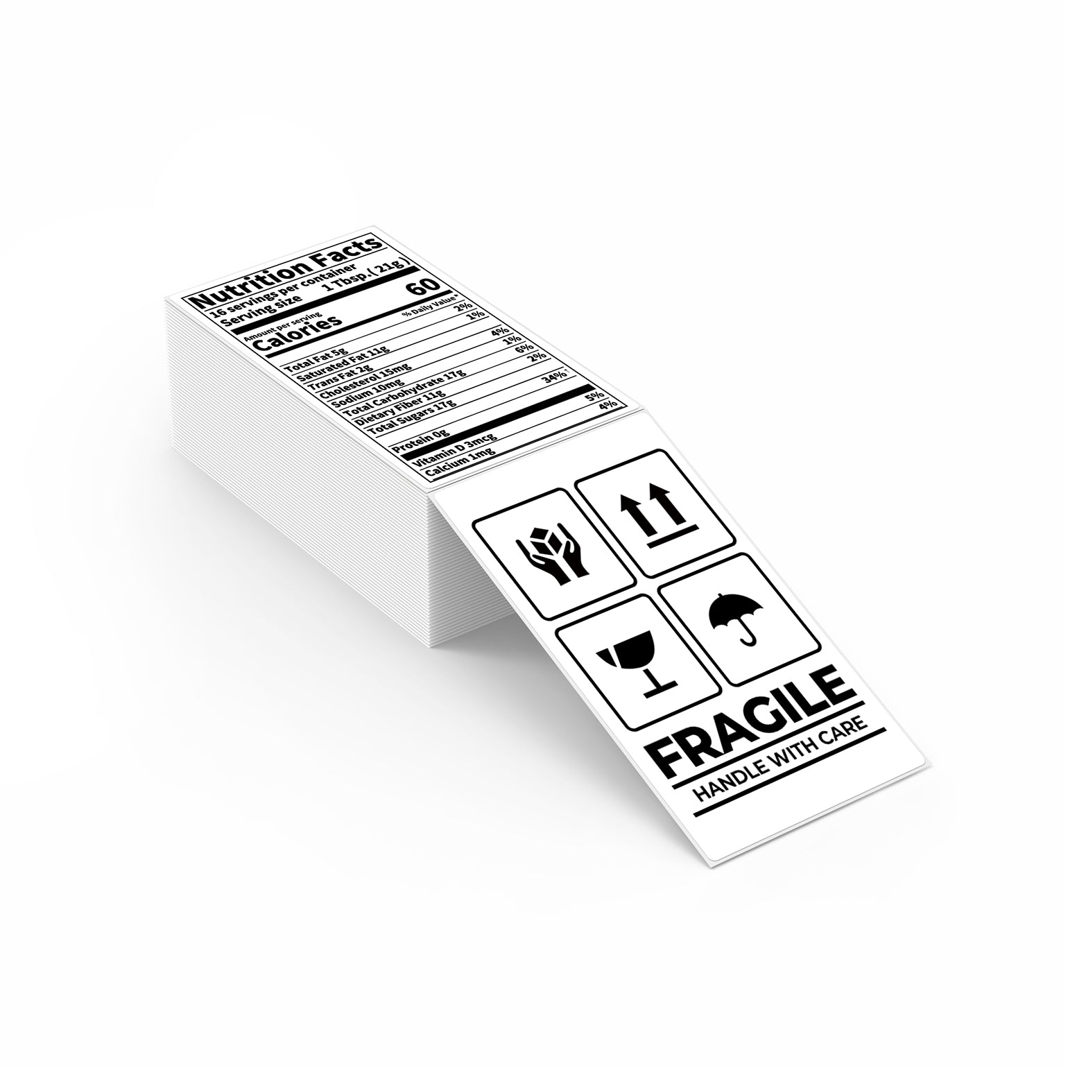 White 3x5 inch label printer paper sheets by MUNBYN, designed for use with label printers, shown stacked on a flat surface.