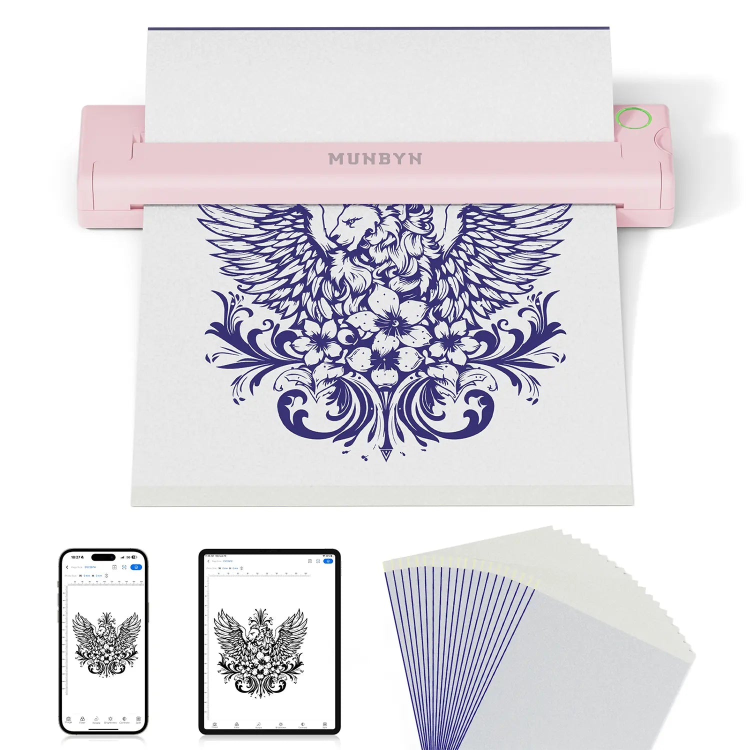 MUNBYN ITP05 Portable Bluetooth Tattoo Stencil Printer