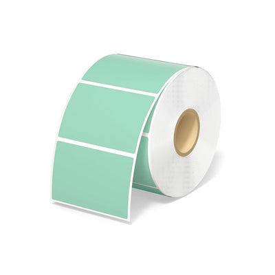 Green rectangular labels measuring 2.25 by 1.25 inches on label printer paper from MUNBYN.