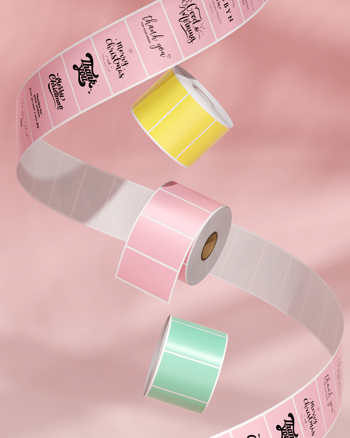Set of three MUNBYN rectangle label printer paper sheets, 2.25x1.25 inches, for professional labeling and organization.