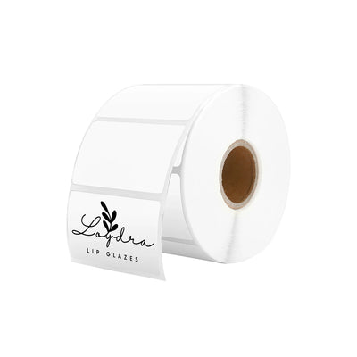 White rectangular labels printed on MUNBYN label printer paper, measuring 2.25 x 1.25 inches.