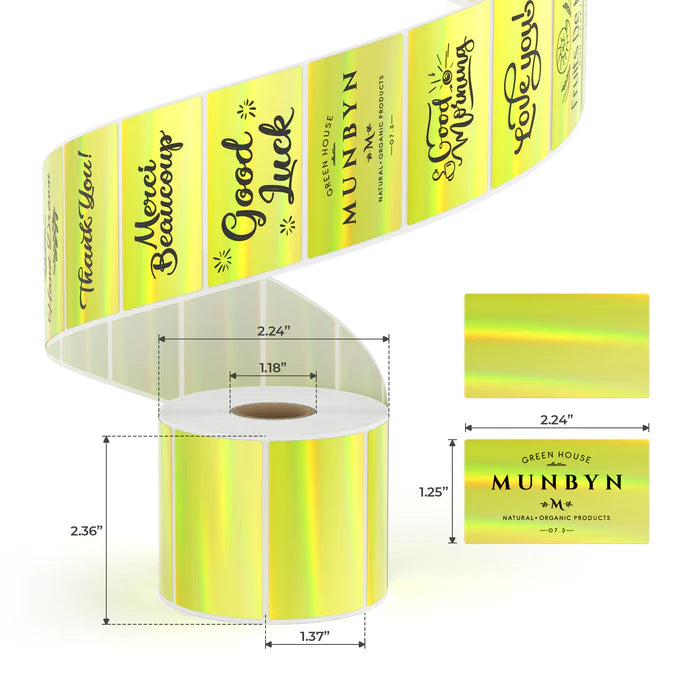 MUNBYN Holographic Gold Thermal Sticker Labels