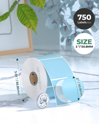 MUNBYN 2"x2" Generic Circle Series Thermal Labels (750/Roll)