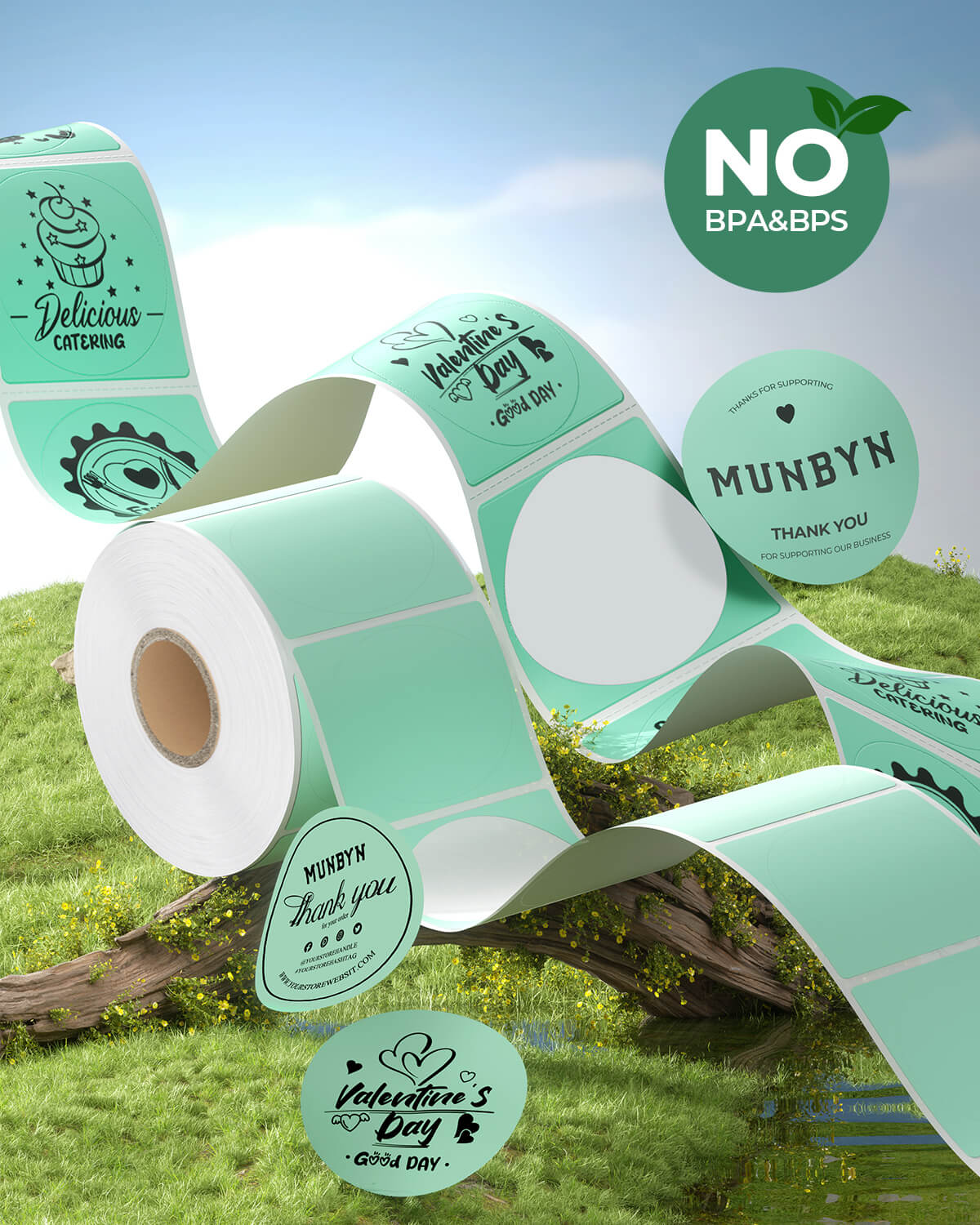 MUNBYN 2"x2" Generic Circle Series Thermal Labels (750/Roll)