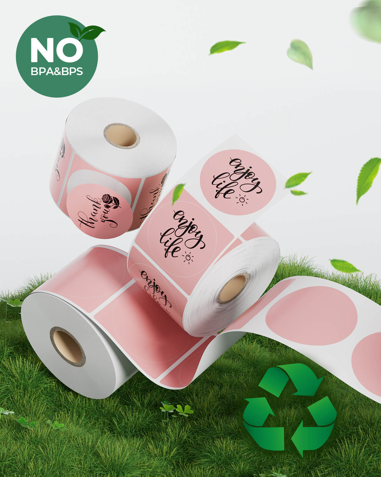 Two sheets of 2-inch circle labels printed on MUNBYN label printer paper, ready for use in labeling or packaging.