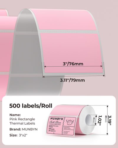 Pack of 3x2 inch MUNBYN label printer paper sheets with generic adhesive labels for office or shipping use.