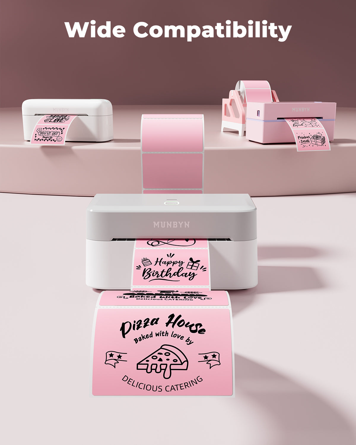 Pack of two 3x2 inch MUNBYN label printer paper labels on white background.