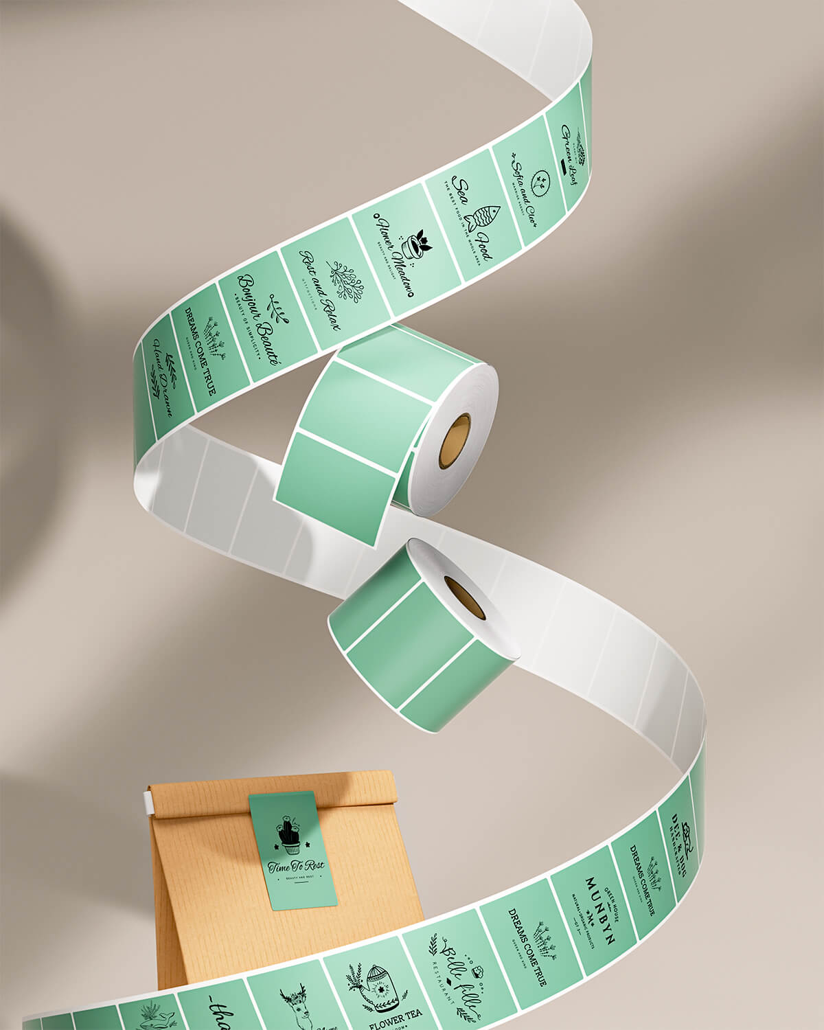 MUNBYN 2.25"x1.25" Generic Rectangle Series Thermal Labels (1000/Roll)