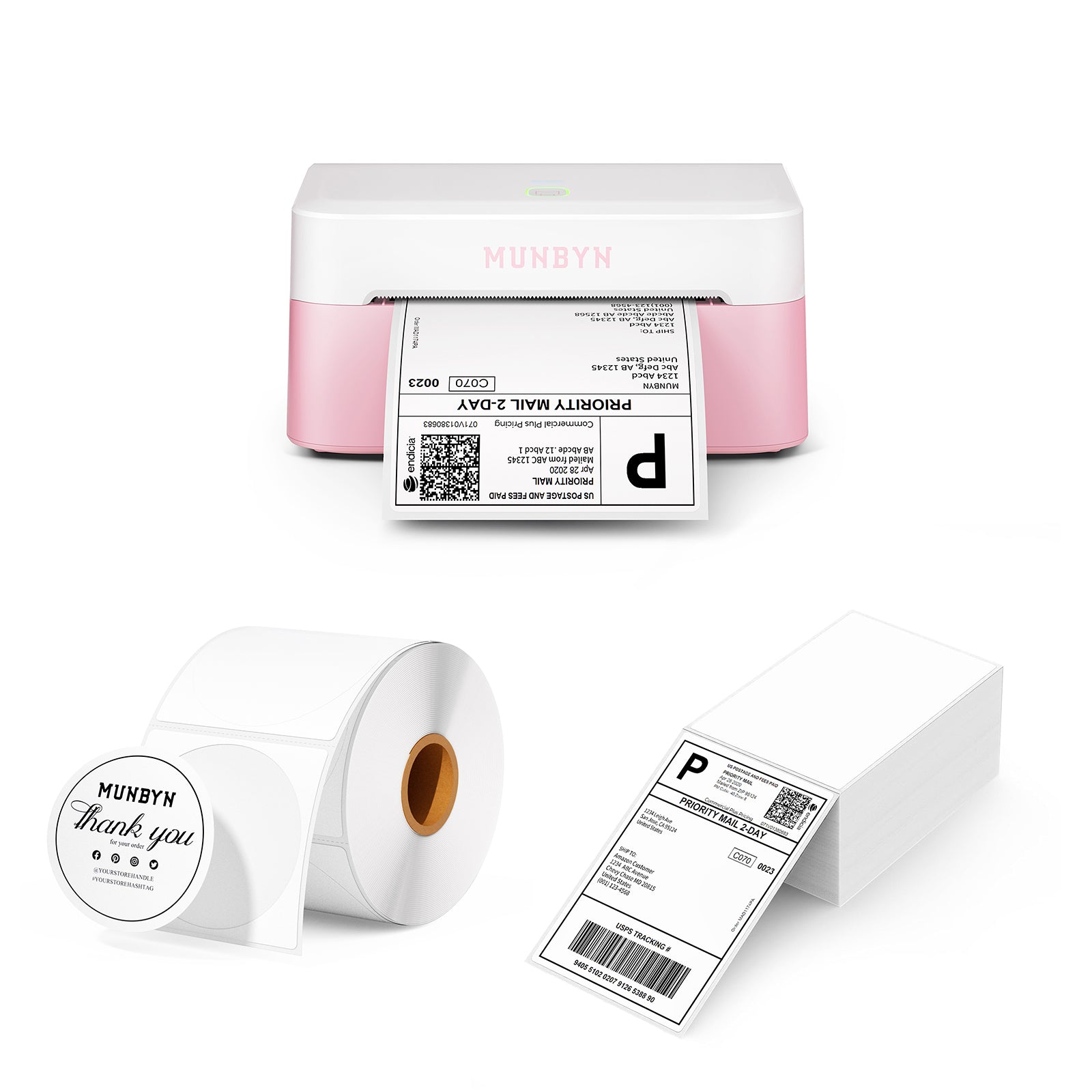 MUNBYN RW403B Bluetooth Thermal Label Printer Kit for Shipping and Product Labels