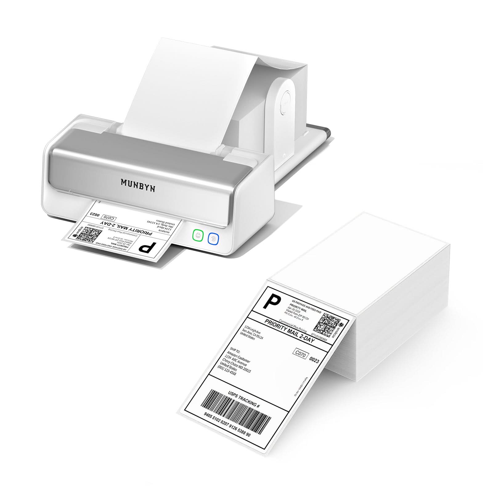 MUNBYN RW405B Dual-Color Thermal Label Printer Kit for Packaging and Branding