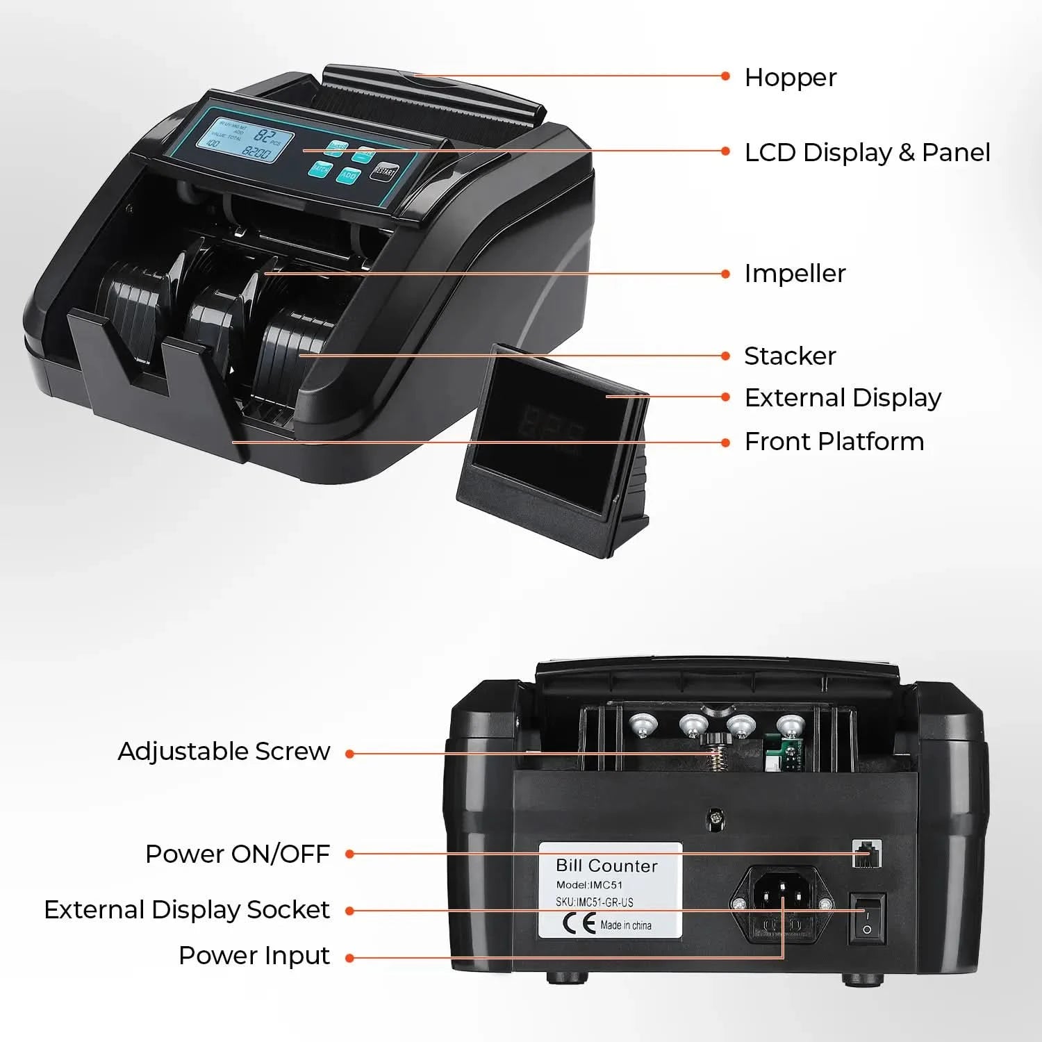 MUNBYN Money Counter Machine with LCD Display - IMC51