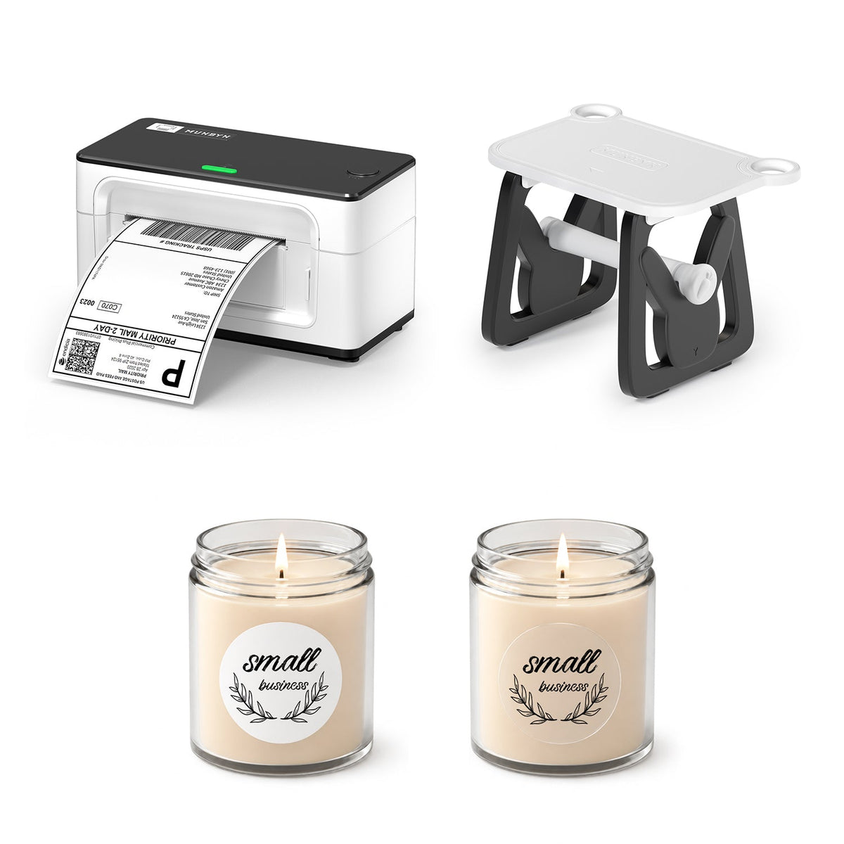 MUNBYN RealWriter 941BP Bluetooth Printer, Circle Labels & 3-in-1 Holder Candle Kit