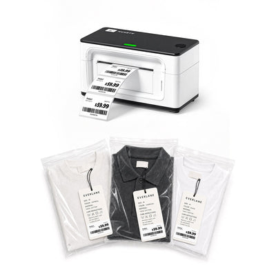 MUNBYN RealWriter 941B Bluetooth Printer & Rectangle Labels Clothing Product Starter Kit