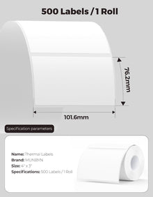 Munbyn 4"x3" Generic Rectangle Series Thermal Labels (500/Roll)