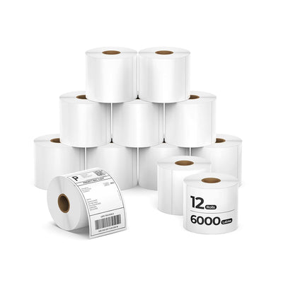 A stack of 4x6 inch MUNBYN label printer paper shipping labels on a white background
