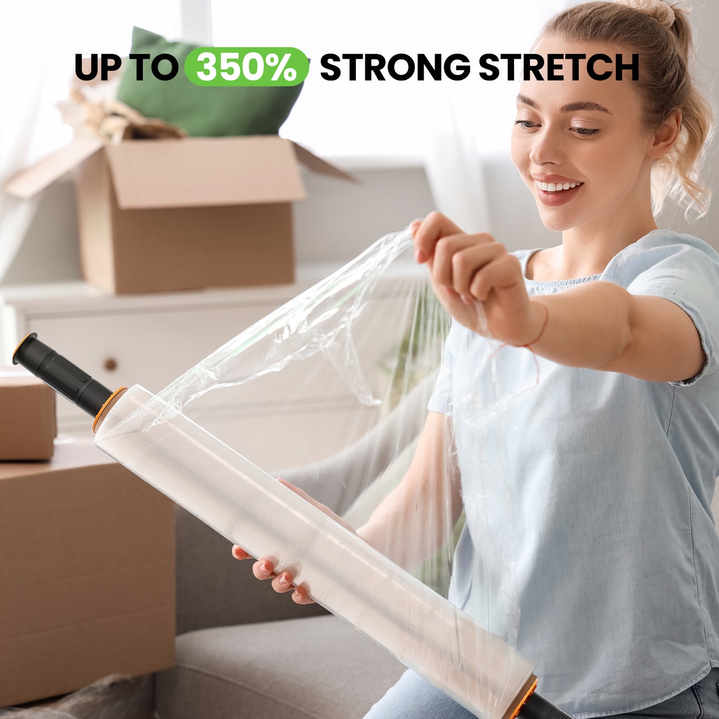 MUNBYN stretch wrap film boasts high tear and puncture resistance, allowing it to withstand tough handling and conditions.