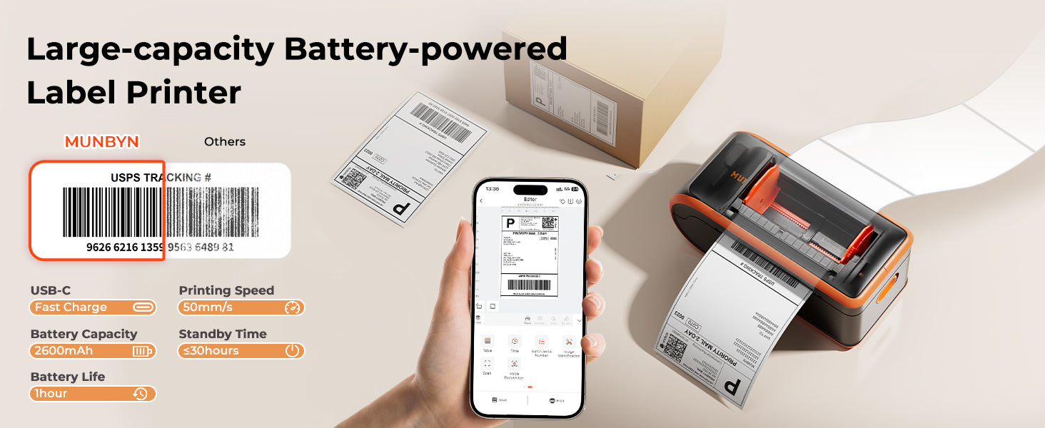 Large-capacity Battery-powered Label Printer