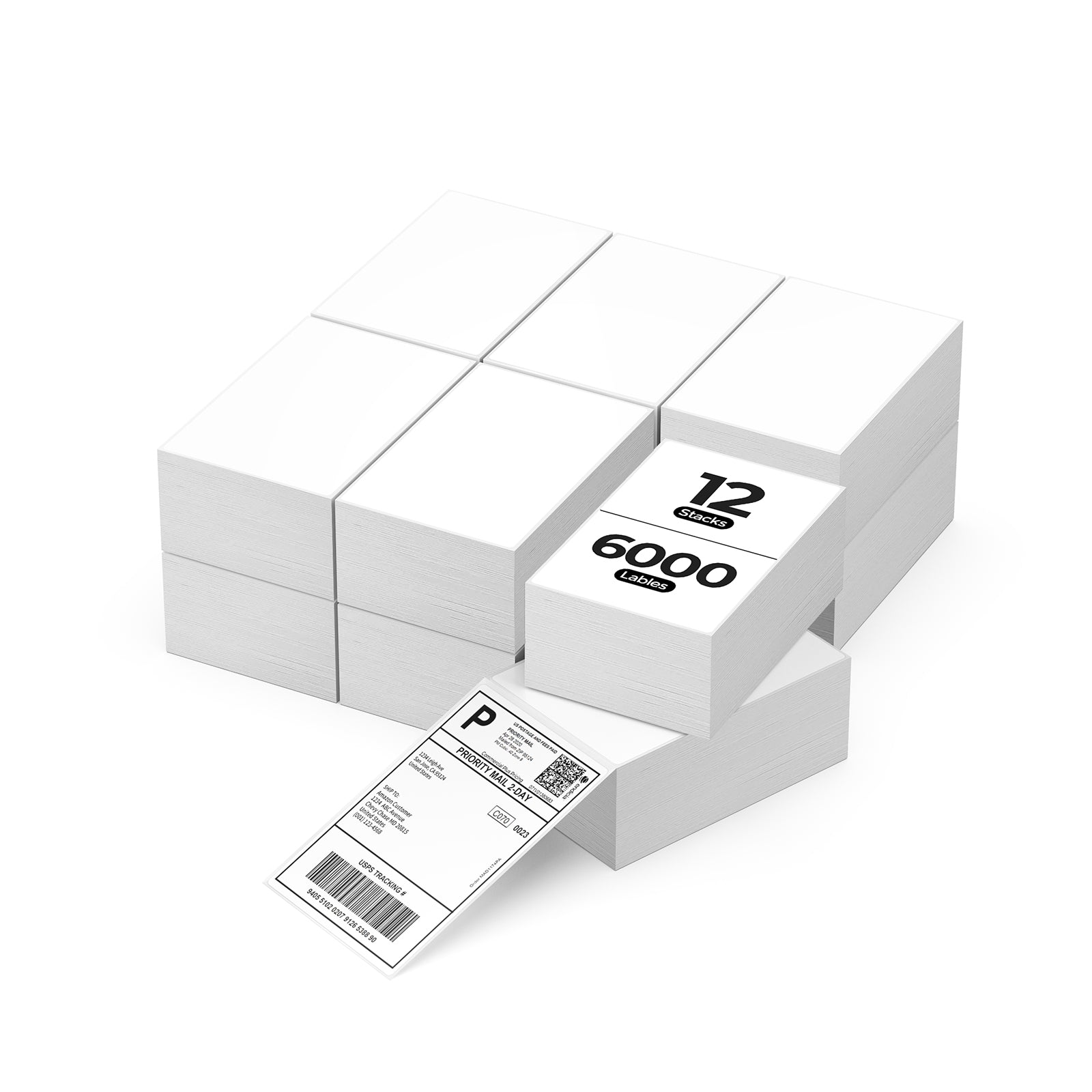 MUNBYN Thermal Direct Shipping Label (Pack of 500 4x6 Per Fanfold Labels)