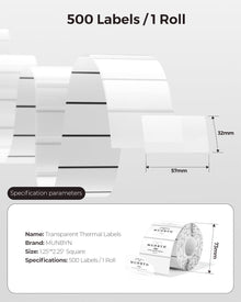 MUNBYN 2.25"x1.25" Transparent Rectangle Labels (500/Roll)