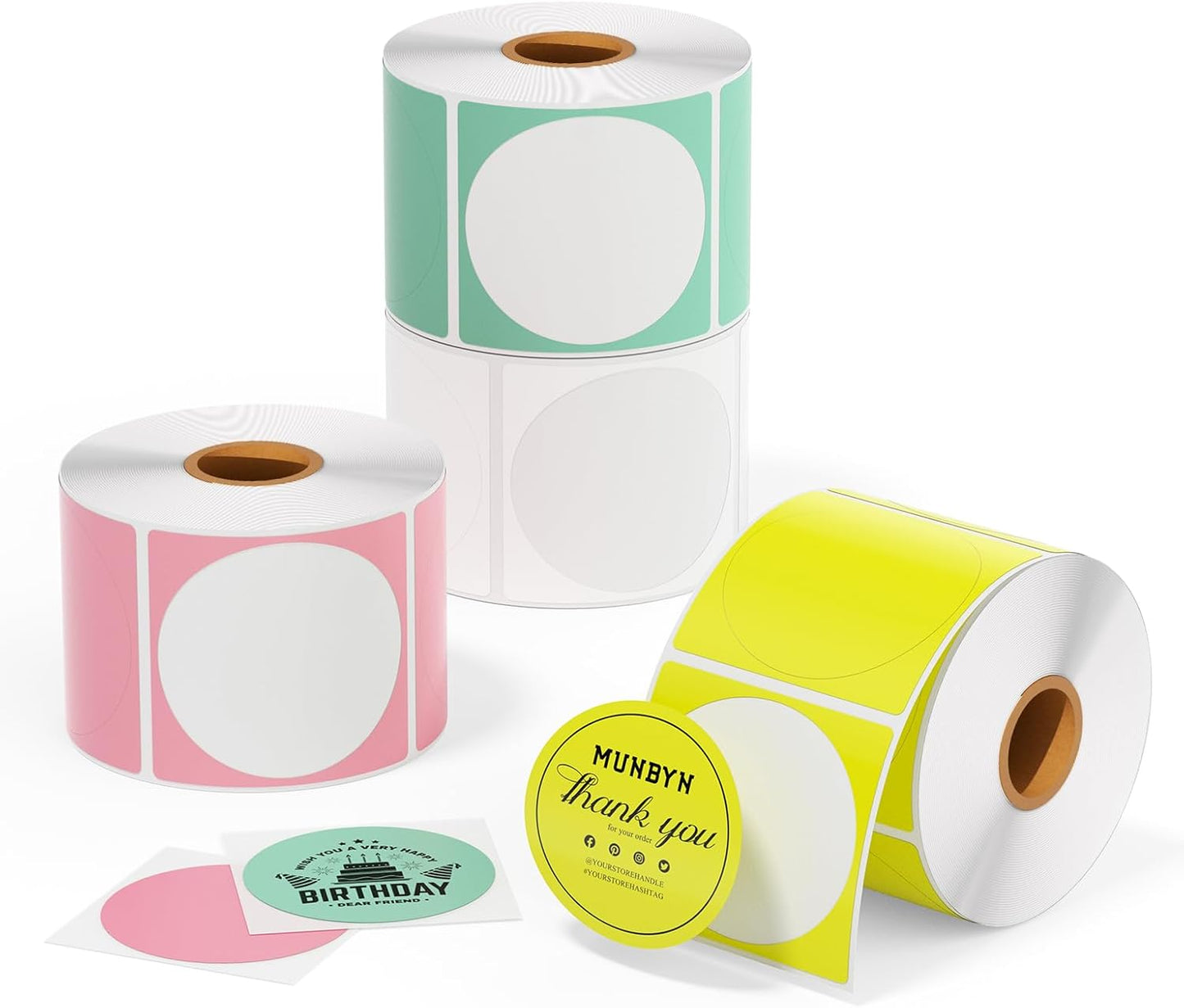 MUNBYN Circle Direct Thermal Sticker Labels