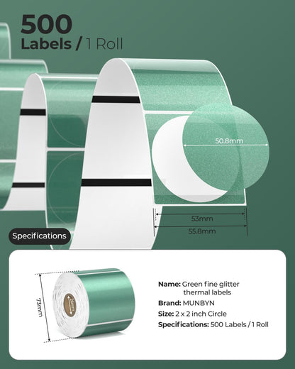 MUNBYN 2" Transparent Round Thermal Labels (500/Roll)