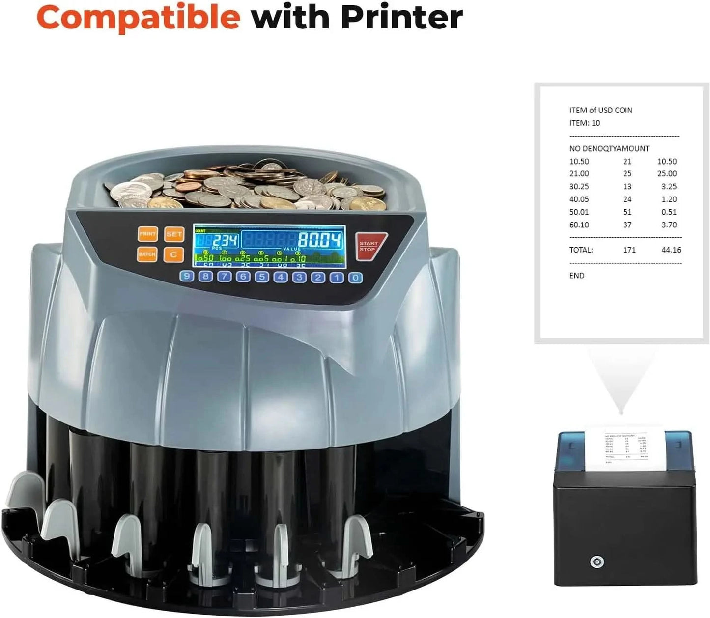 MUNBYN IMC10 Professional Coin Counter & Sorter - Multi-Denomination (1¢-$1) with 6-Bin System