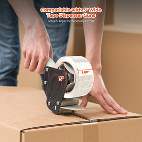 MUNBYN Clear Heavy-Duty Shipping Tape is compatible with 3-inch wide tape dispenser guns.