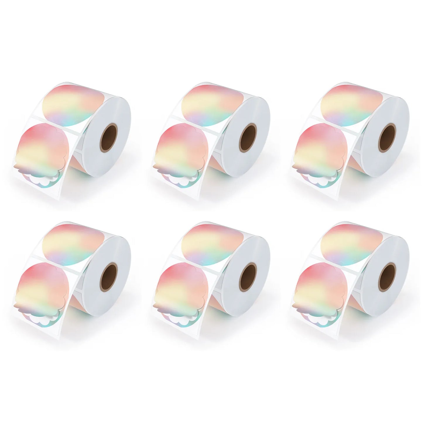 MUNBYN Rainbow Scalloped Round Thermal Sticker Labels