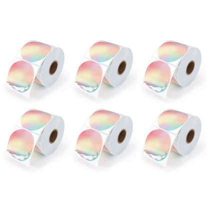 MUNBYN Rainbow Scalloped Round Thermal Sticker Labels