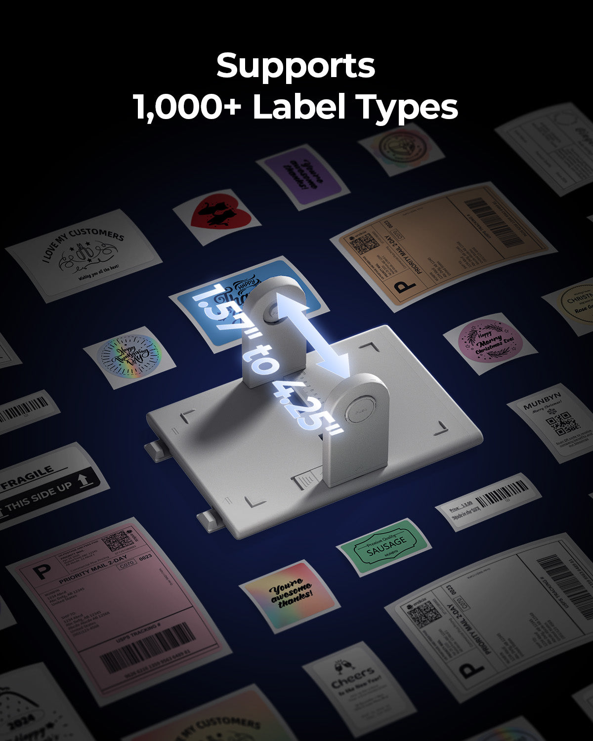 MUNBYN 405B label printer supporting 1000+ label types