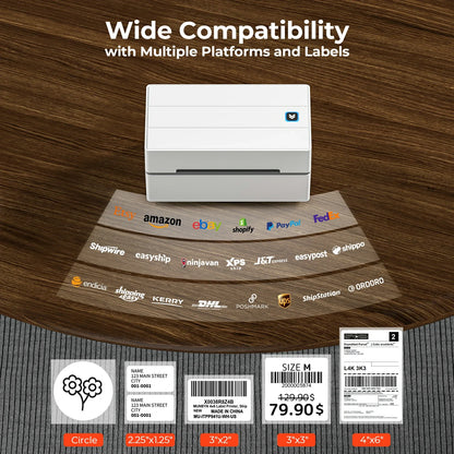 MUNBYN P130B Bluetooth Shipping Label Printer supports all major shipping platforms and marketplaces.