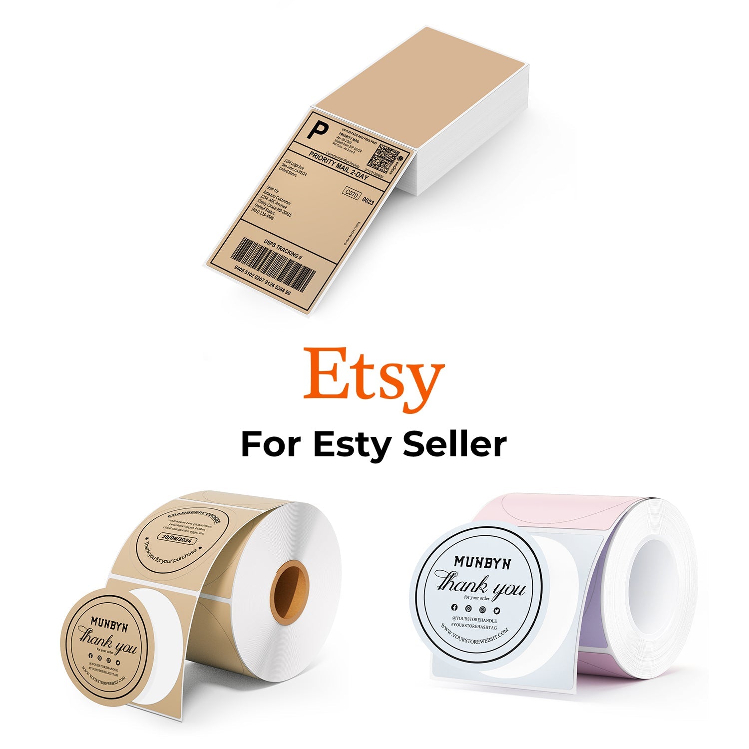 MUNBYN Etsy Small Business Label Kit for Packaging and Organization