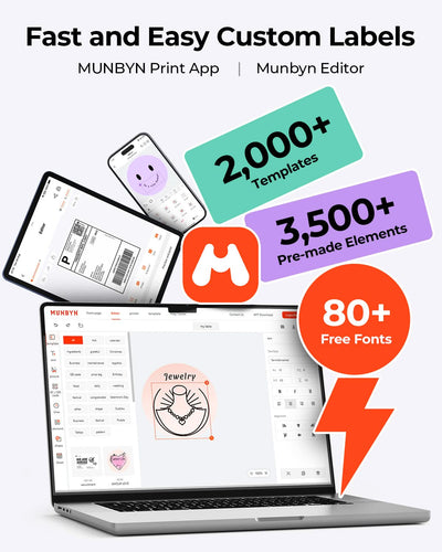 MUNBYN print app with 2,000+ label templates