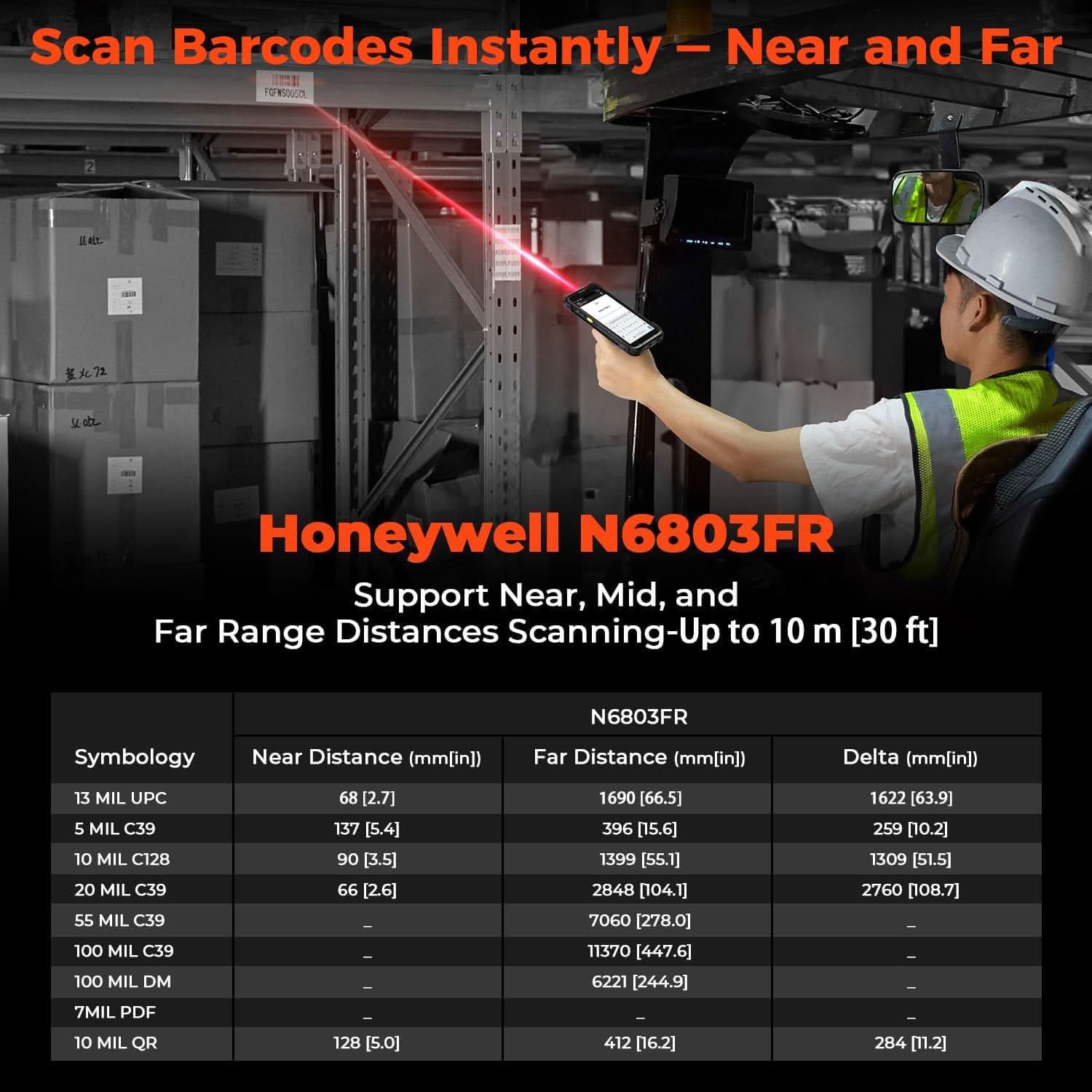 MUNBYN Android 13 WiFi-6  Far-Range Distances Handheld Scanner