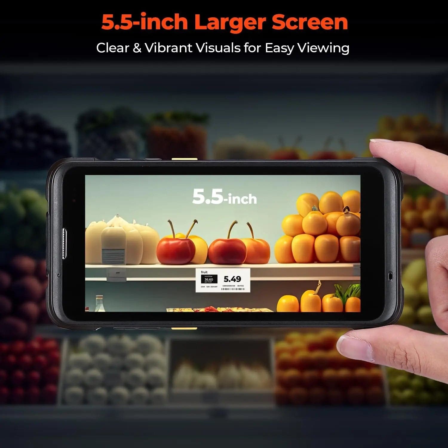 MUNBYN 2024 Android 13 Barcode Scanner with 5.5" Full Screen & Dock Charger, Equip with Zebra SE4710 Scanner Engine, Rugged PDA Handheld Mobile Computer Wireless Wi-Fi 6, 4G LTE, Inventory Scanner