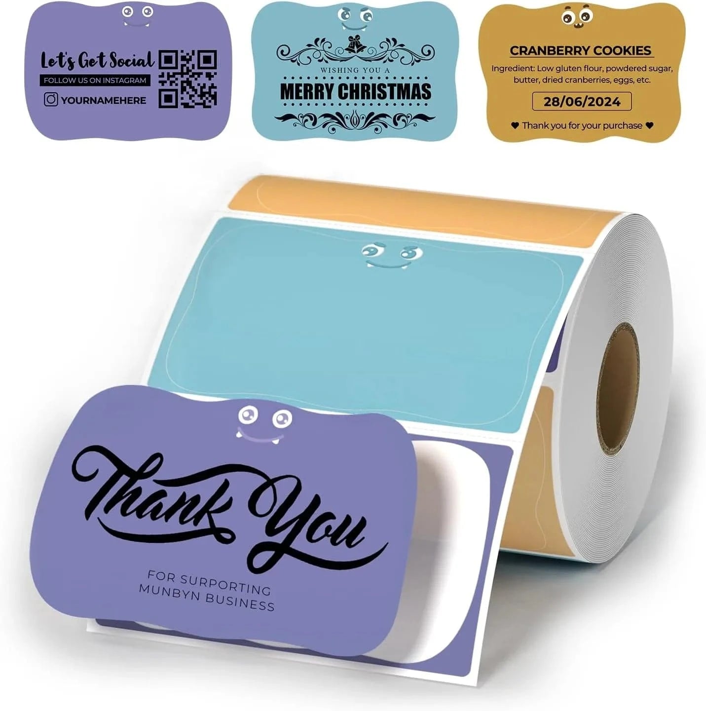 Add a touch of fun and personality to your labeling with our Multi-Color Little Monster Thermal Sticker Labels! 