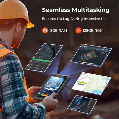 MUNBYN IRT06 Windows scanner tablet with touchscreen display and barcode scanning capabilities, shown in a close-up image.
