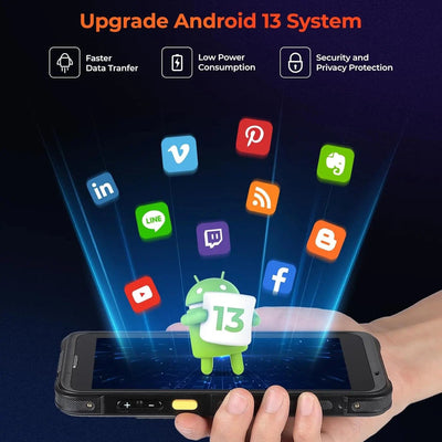 MUNBYN IPDA101 Android barcode scanner with ergonomic design and scanning window, ideal for retail and inventory management.