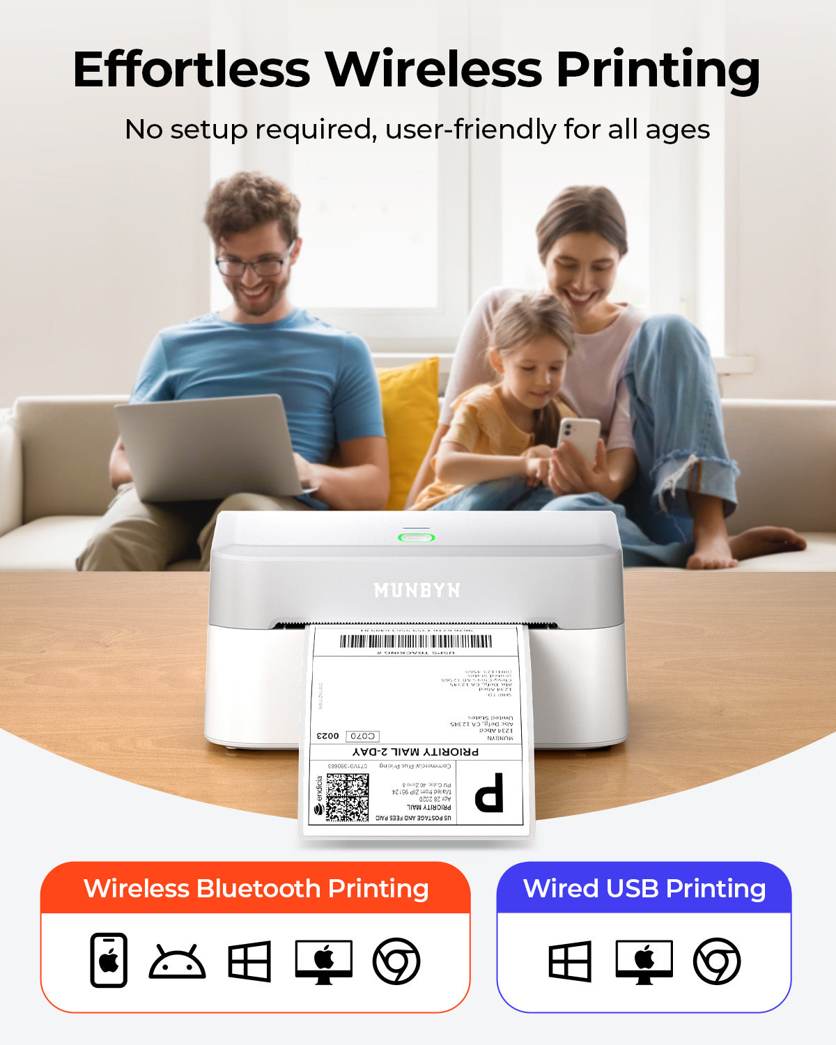 MUNBYN RW403B Bluetooth Thermal Label Printer