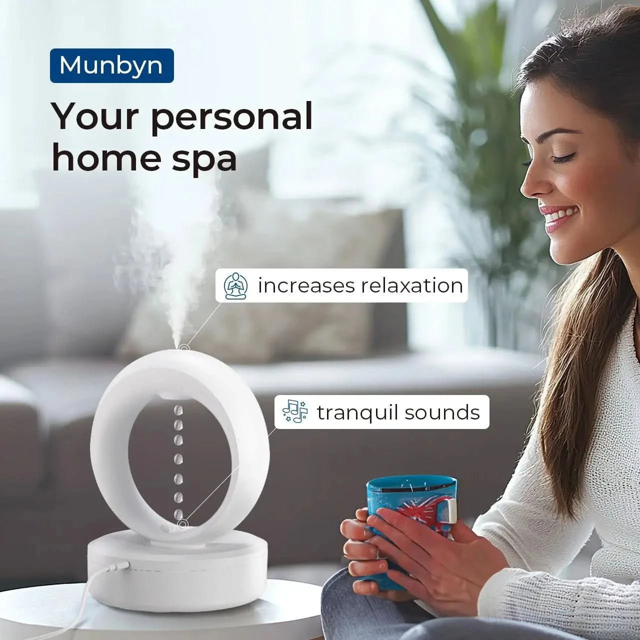 MUNBYN Anti-Gravity Water Drop Humidifier