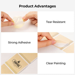 MUNBYN gold transparent thermal sticker labels are tear-resistant.