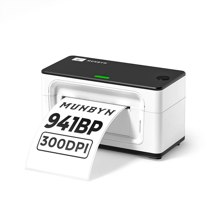 MUNBYN RealWriter 941BP thermal label printer with white finish and 300 DPI resolution