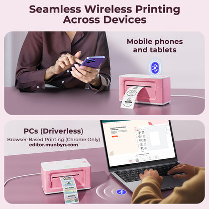MUNBYN RealWriter 941BP Bluetooth Thermal Label Printer 300DPI