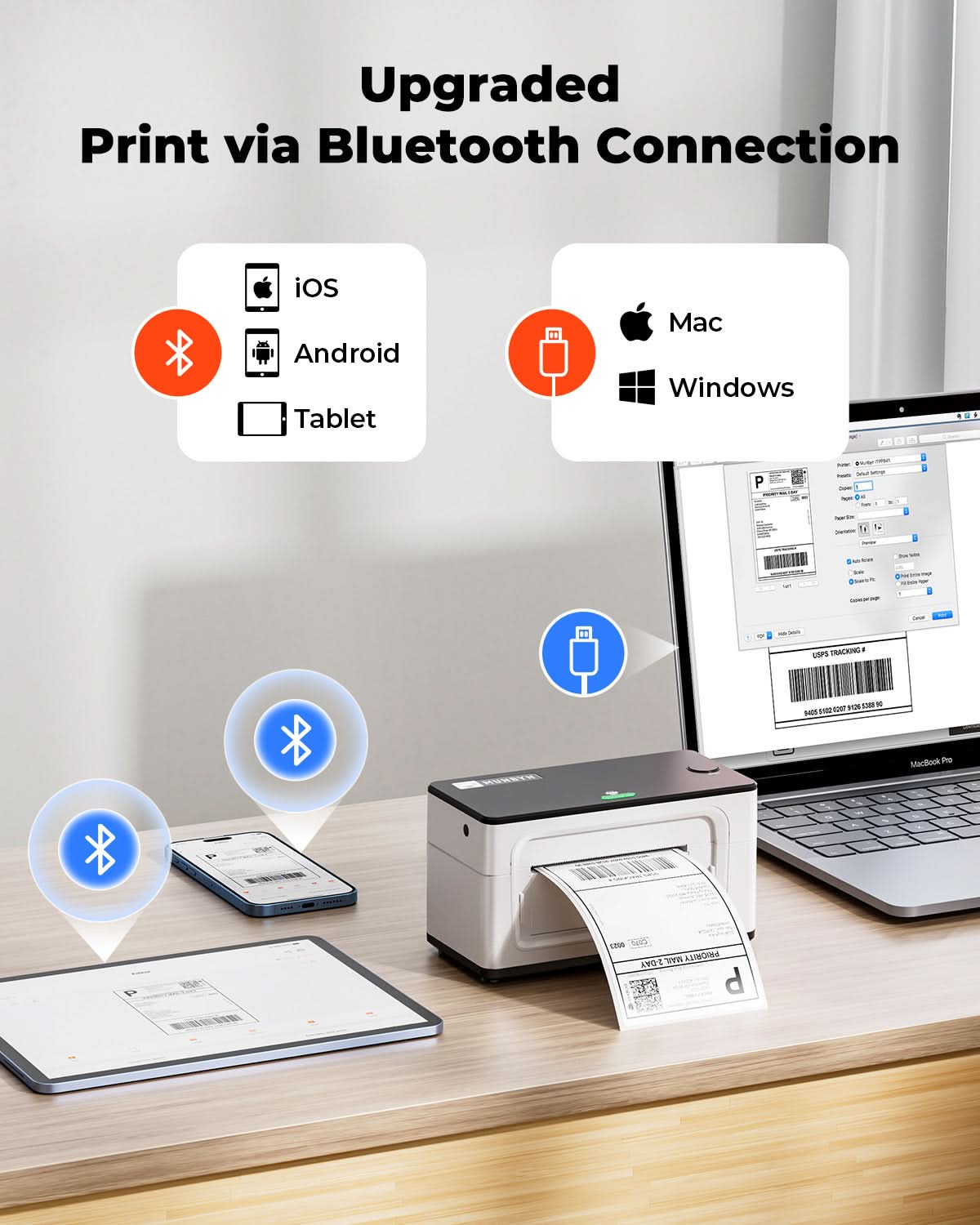 MUNBYN RealWriter 941BP Bluetooth thermal label printer
