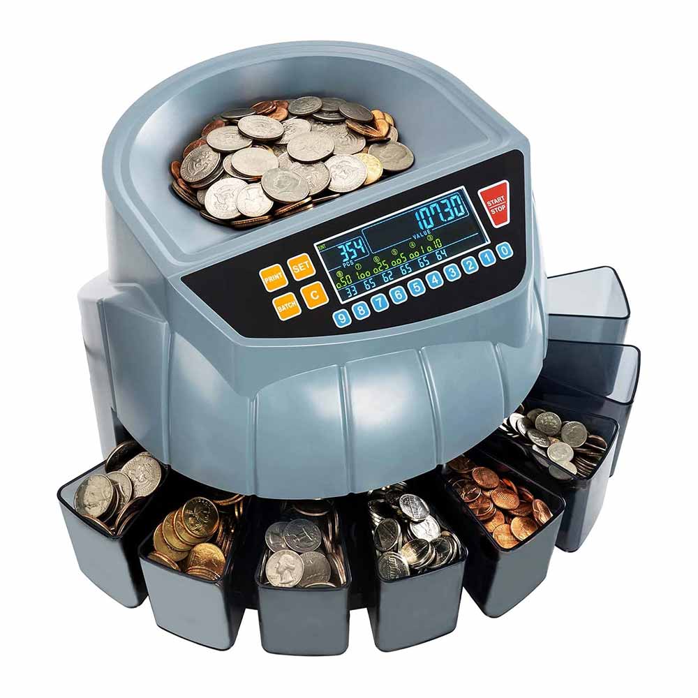 MUNBYN IMC10 Professional Coin Counter & Sorter - Multi-Denomination (1¢-$1) with 6-Bin System