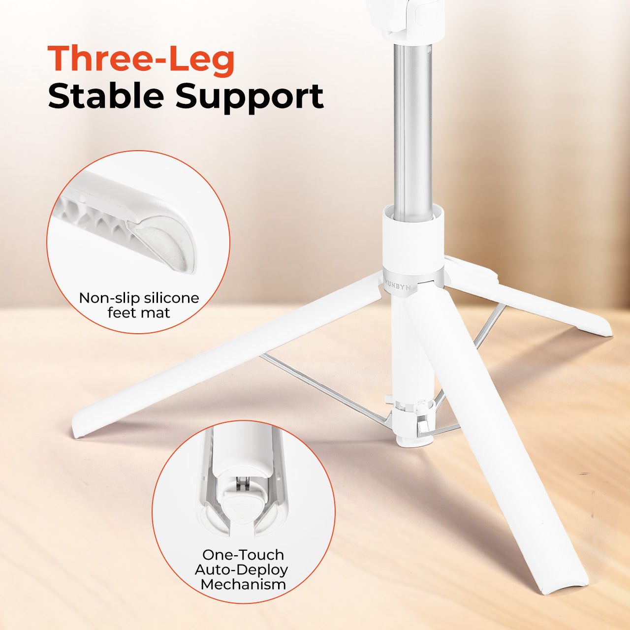 MUNBYN Portable Selfie Stick Phone Tripod with Remote