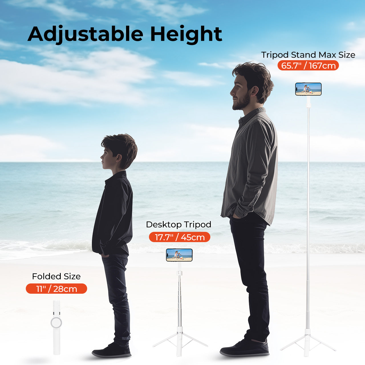 MUNBYN Portable Selfie Stick Phone Tripod with Remote
