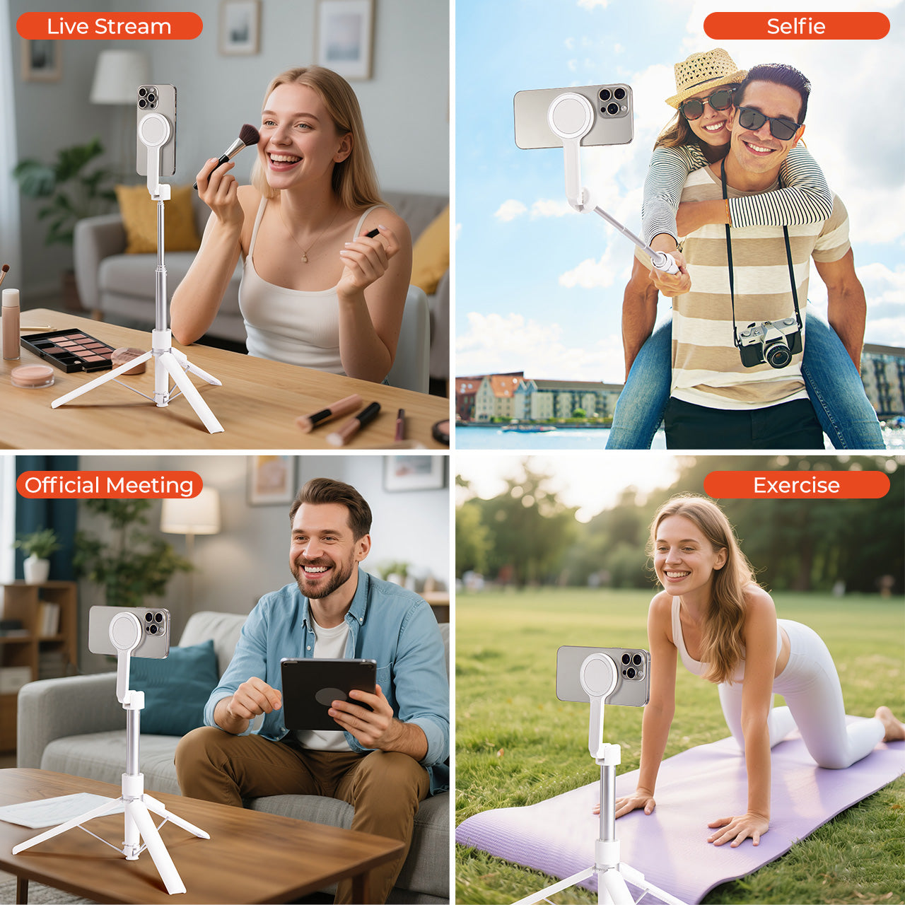 MUNBYN Portable Selfie Stick Phone Tripod with Remote